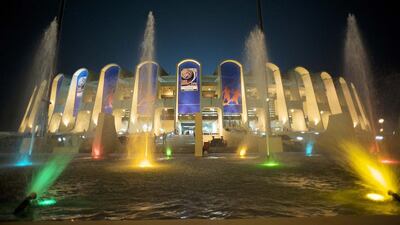 Zayed Sports City Stadium is brightly lit during the FIFA Club World Cup event in 2009. Andrew Watkins / Zayed Sports City
