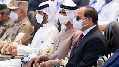 Sheikh Mohamed with Mr El Sisi at the inauguration ceremony.