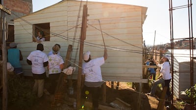“It was very emotional when we were handing over the finished houses and wishing the families peace and happiness. I couldn’t stop crying,� said one of the volunteers Kiko Hindash, a student at Middlesex University in Dubai. Photo courtesy Amelia Jo???