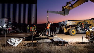 A new section of border wall is constructed in Arizona’s San Rafael Valley in Santa Cruz County, Arizona. Reuters