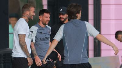 Co-owner of Inter Miami David Beckham, left, and Lionel Messi. AFP