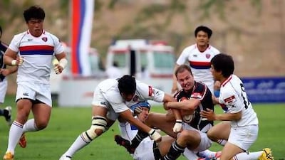 South Korea, in white, had the UAE well covered in their Asian Five Nations match at Al Ain.