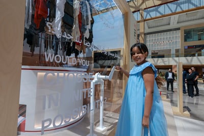 Reeman, 10, at the Naseej installation at Yas Mall in Abu Dhabi. Victor Besa / The National