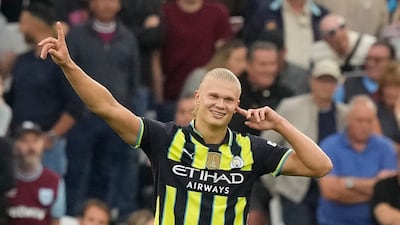 Erling Haaland after scoring his and Manchester City's second goal. AP