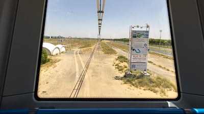 The futuristic sky pods can transport passengers at speeds of up to 100 kph