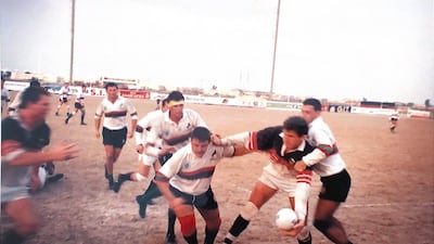 The early representative matches of the Arabian Gulf rugby team were played on the sand at the old Dubai Exiles ground in Al Awir. Photo: Andy Cole