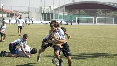 Gems World Academy (GWA) secured a place in the U19 competition at the Dubai Rugby Sevens for the first time this term. Antonie Robertson / The National