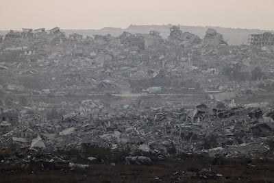 Buildings lie in ruin in north Gaza near the Israel border. Reuters.