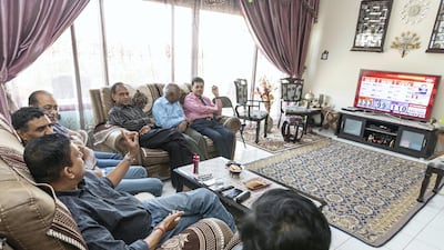 Indian Election results. BJP supporters wait for the results at Ramakant Dixit and Komal Ashok Bhagnari’s home in Dubai. Antonie Robertson / The National