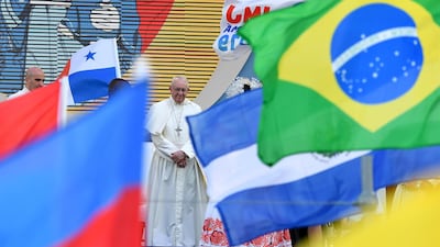 Pope Francis attends the welcoming ceremony of the World Youth Day, at the Santa Maria La Antigua field in Panama City. EPA