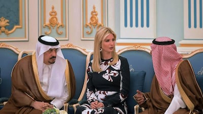 Ivanka with Saudi officials in Riyadh. AFP