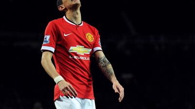 Louis van Gaal’s decision yesterday to play Angel Di Maria, above, as a striker backfired against Southampton. Peter Powell / EPA