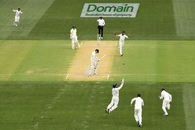 India fast bowler Jasprit Bumrah took three Australia wickets, including that of middle-order batsman Peter Handscomb. Getty Images