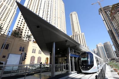 The Dubai Tram at Jumeirah Beach Residence. The network also links to the metro. Pawan Singh / The National
