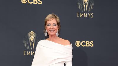 Allison Janney in a white Azzi & Osta gown. AFP