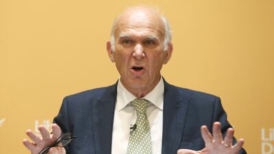 Vince Cable speaks after being named as the new leader of Britain's Liberal Democrat Party in London