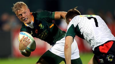 JC Pretorius of South Africa against Kenya on Day One of the HSBC World Rugby Sevens Series at The Sevens Stadium in Dubai on Thursday. Getty