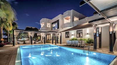 The outdoor lighting makes the area feel welcoming.