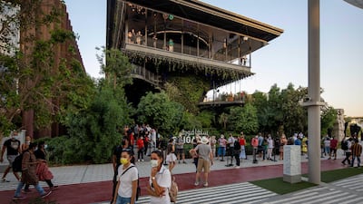 The Singapore pavilion is recognisable with its many trees and bushes. Photo: Katarina Premfors / Expo 2020 Dubai
