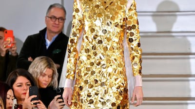 A look from the Maison Rabih Kayrouz spring / summer 2020 collection during Paris Haute Couture Fashion Week on January 20, 2020. Getty Images