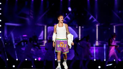 Canadian star Justin Bieber appeared at the Autism Rocks Arena in Dubai during his 2017 tour. Chris Whiteoak for The National