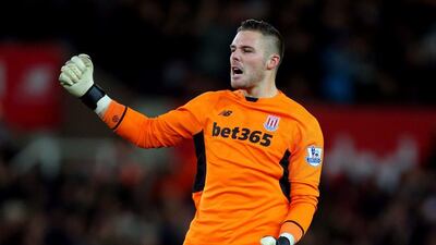 Jack Butland of Stoke City celebrates during his side's League Cup quarter-final win over Sheffield Wednesday on Tuesday night. Dave Thompson / Getty Images / December 1, 2015