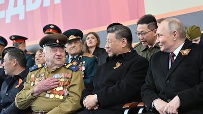 Russian President Vladimir Putin and his Chinese counterpart Xi Jinping attend the parade. Reuters