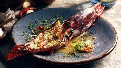 The grilled scarlet shrimp. Courtesy Mandarin Oriental
