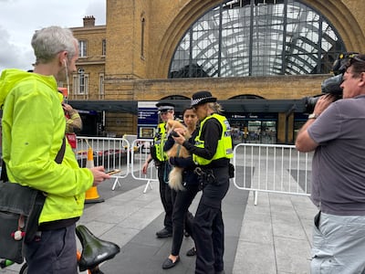The dog was brought down from the King's Cross clock tower. PA