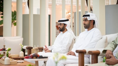 Sheikh Ahmed bin Saud bin Saqr Al Qasimi and Sheikh Khalid bin Saud bin Saqr Al Qasimi follow proceedings