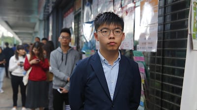 Joshua Wong, pro-democracy activist and secretary-general of the Demosisto party, arrives to cast his vote. EPA