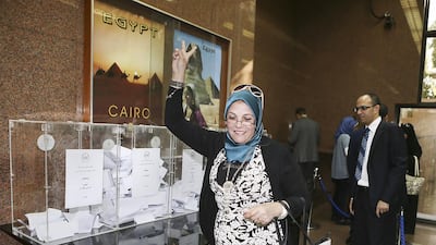 Egyptian expatriates cast their votes in their country’s parliamentary election at the consulate in Dubai. Sarah Dea / The National