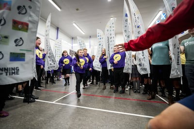 Children at Sunnyside Primary School in Craigend, Glasgow, were on hand to ensure the baton left smoothly on Friday as three pupils read out a message that was then placed inside the baton. Press Association