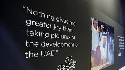 The photographs capture the friendship between Sheikh Zayed, whose birthday will be marked on May 6, and Sheikh Rashid bin Saeed Al Maktoum. Chris Whiteoak / The National