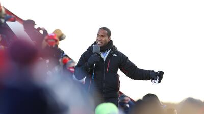 John James speaks at a campaign rally on November 2, 2020 in Traverse City, Michigan. Rey Del Rio / Getty Images / AFP