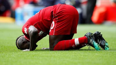Liverpool's Sadio Mane celebrates scoring the equaliser. Reuters