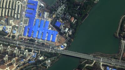 A satellite image shows the Huoshenshan Hospital amid the coronavirus outbreak, in Wuhan, Hubei province, China February 22, 2020. Reuters