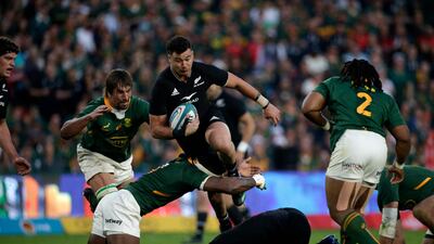New Zealand's David Havili is tackled by South Africa's Siya Kolisi. AFP