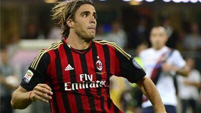AC Milan's forward Alessandro Matri runs for the ball during the Serie A match against Cagliari on Sunday in Milan. Olivier Morin / AFP