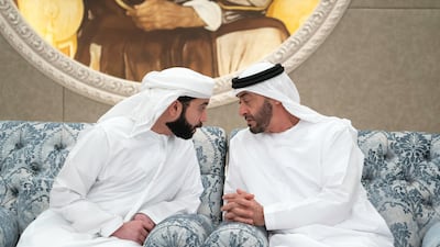 Sheikh Mohamed and Dr Sheikh Hazza at Al Mushrif Palace.
