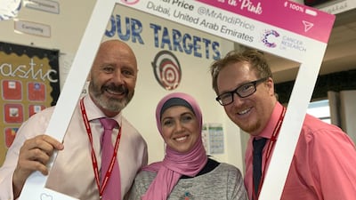 Julien Pederick, principal at Ranches Primary School, with teachers Rasha Abboud and Andi Price. Courtesy: Andi Price