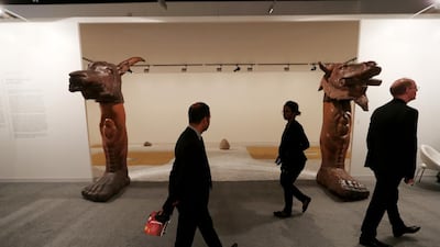 The gallerist Kamel Mennour’s space during this year’s Abu Dhabi Art fair at Manarat Al Saadiyat. Christopher Pike / The National