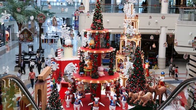 The centre atrium all set for Christmas at Al Wahda Mall, Abu Dhabi. Khushnum Bhandari / The National