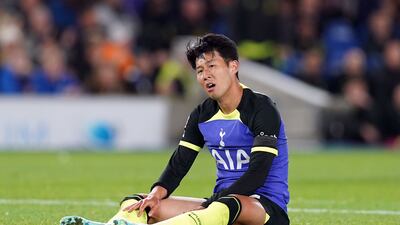 Tottenham Hotspur's Son Heung-min reacts during the Premier League match at the Amex Stadium, Brighton. Picture date: Saturday October 8, 2022.