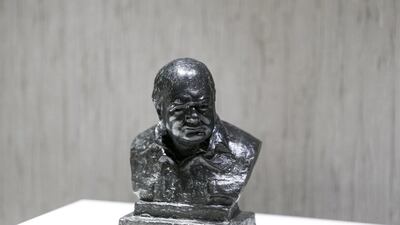 A bust of Churchill produced by Oscar Nemon on display at the entrance of St Regis’s Sir Winston Churchill suite. Reem Mohammed / The National