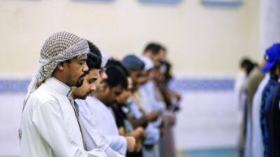 Early morning prayers at the Masjid Bani Hashim mosque. Victor Besa/The National