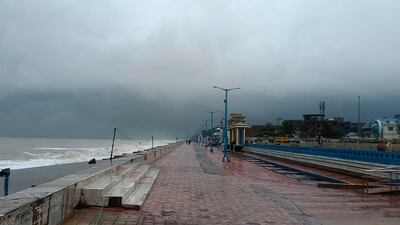The promenade along the Bay of Bengal coast stands deserted ahead of cyclone Amphan landfall, at Chandbali, in the eastern Indian state of Orissa. AP Photo