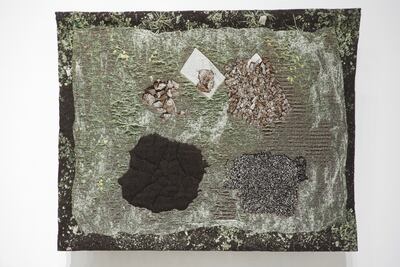 The tapestry 'Message with(out) a code' (2022), part of Hadjithomas and Joreige's ongoing project 'Unconformities'. Photo: The Third Line