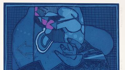 Blue Abstract by Dia Azzawi (1983). Courtesy Meem Gallery