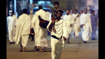 Pilgrims head to Mount Arafat near Mecca. Amr Abdallah Dalsh / Reuters